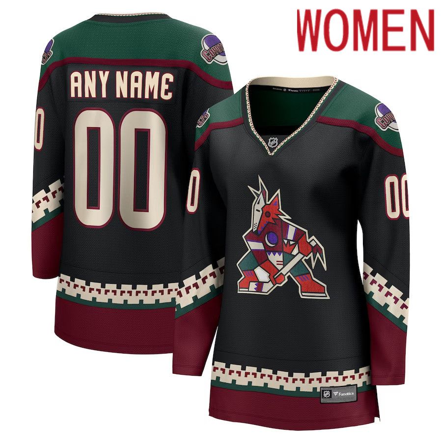 Women Arizona Coyotes Fanatics Branded Black Home Breakaway Custom NHL Jersey->youth nhl jersey->Youth Jersey
